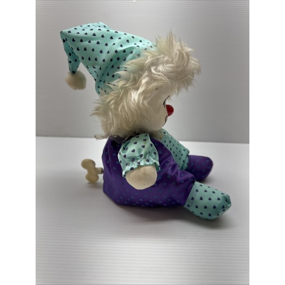 Lot of 2 Vintage Wind-Up Musical Clown Dolls w/ Starry Eyes – 8" Moving Heads - Picture 3 of 12